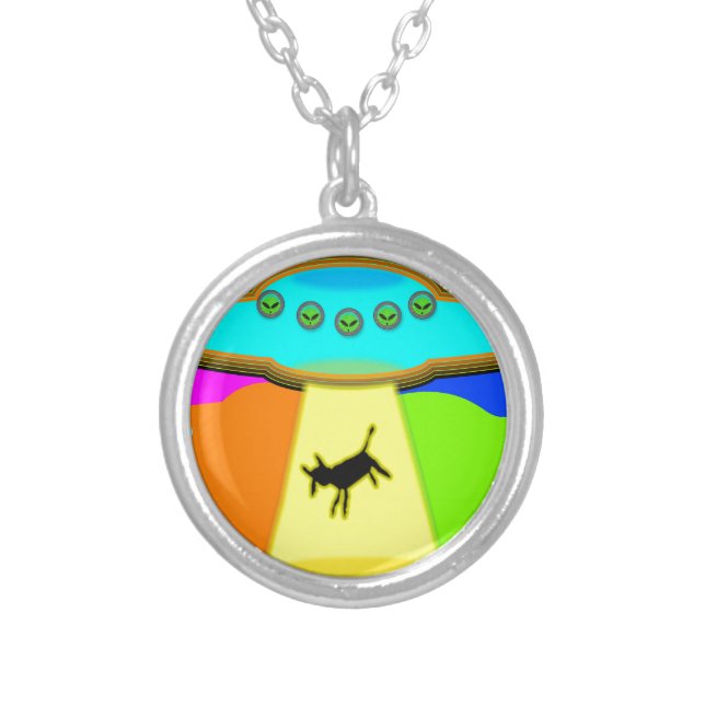 Alien Abduction Silver Plated Necklace (Front)