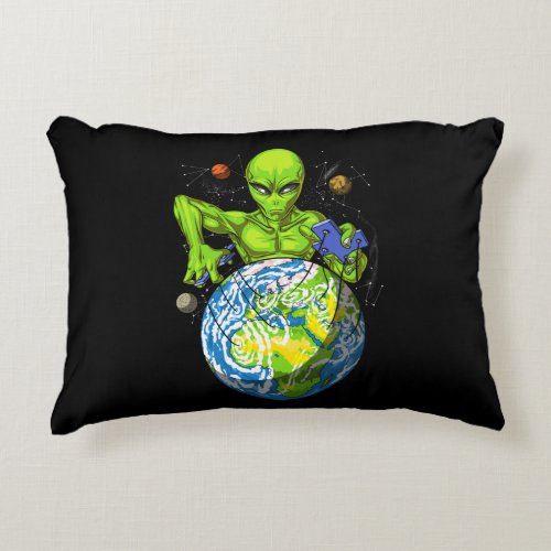 Alien Abduction Space Planet UFO Conspiracy Accent Pillow