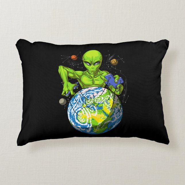 Alien Abduction Space Planet UFO Conspiracy Accent Pillow (Front)