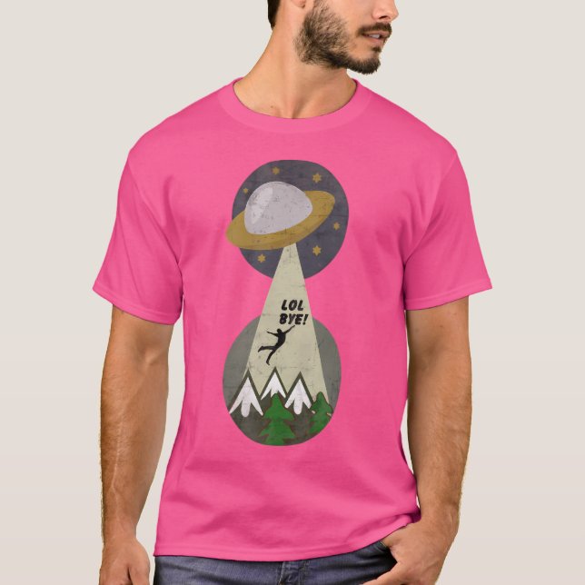 Alien Abduction Spaceship Funny Distressed Design  T-Shirt (Front)