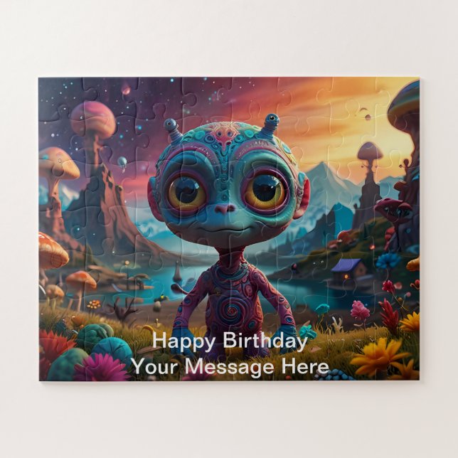 Alien Adventure in a Fantasy Mushroom Forest Jigsaw Puzzle (Horizontal)
