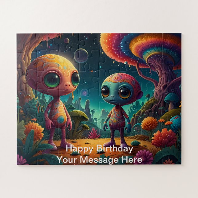 Alien Adventure in a Fantasy Mushroom Forest Jigsaw Puzzle (Horizontal)