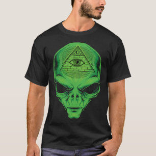 Alien All Seeing Eye Illuminati  Graphic Style T-Shirt