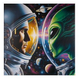 Alien and Astronaut in Space  Acrylic Print