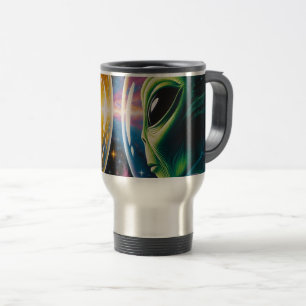 Alien and Astronaut in Space Travel Mug