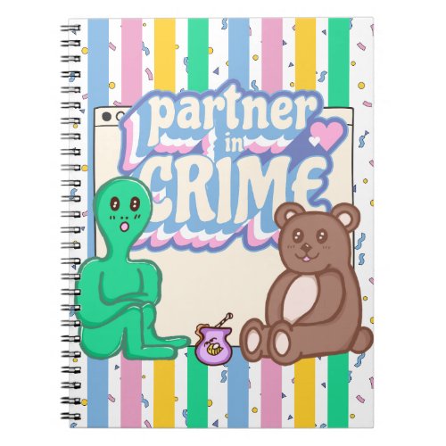 Alien and Bear Partners in Crime Kawaii Notebook