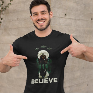 Alien And Bigfoot Moon T-Shirt