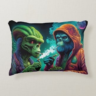 Alien and Sasquatch Smoking Weed