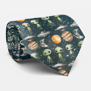 Alien and Spaceship Neck Tie
