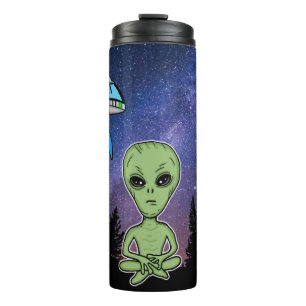 Alien and UfO on Starry Night Thermal Tumbler