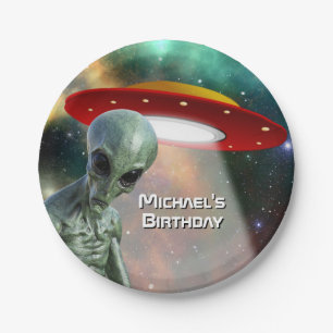 Alien and UFO Personalize Paper Plates