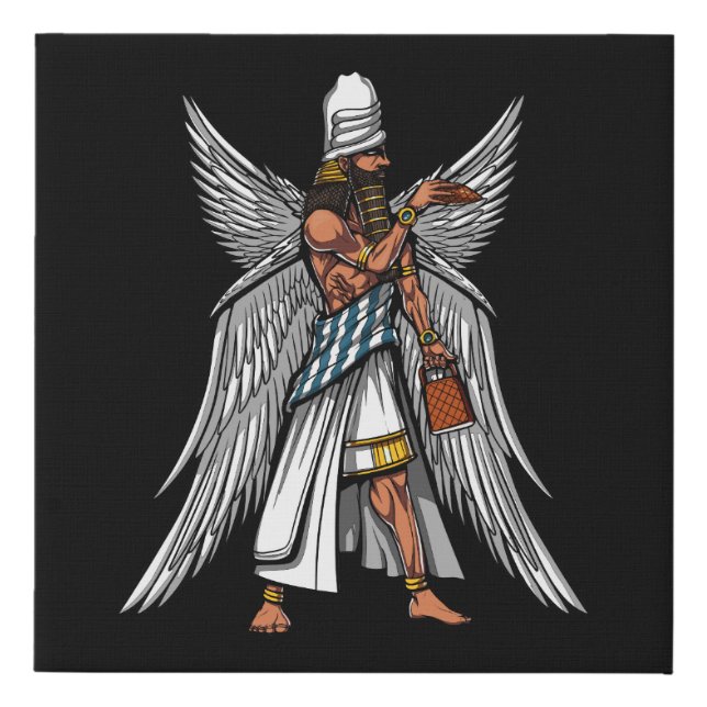 Alien Anunnaki God Ancient Sumerian King Faux Canvas Print (Front)