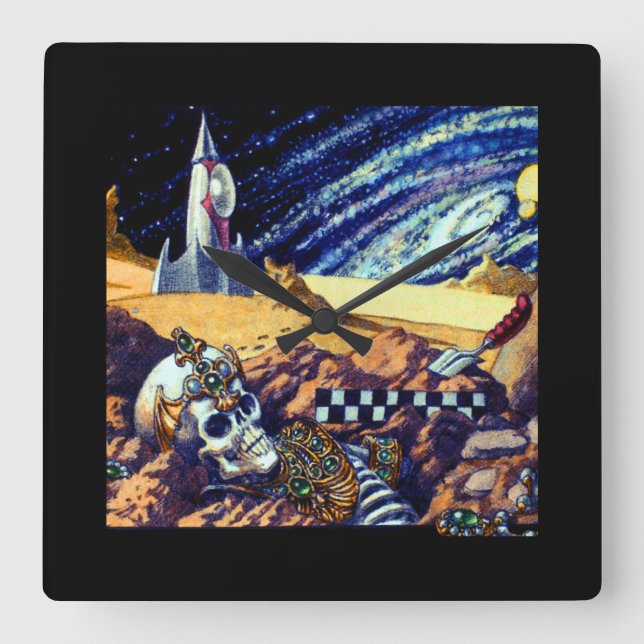 Alien Archeology Square Wall Clock (Front)