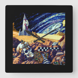 Alien Archeology Square Wall Clock