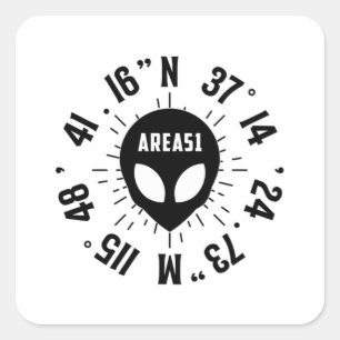 Alien Area 51 Head Ufo Aliens Space Fun Gift Idea Square Sticker