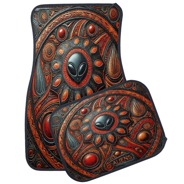 Alien Art Unveiling Cosmic Mysteries Car Floor Mat (Set)