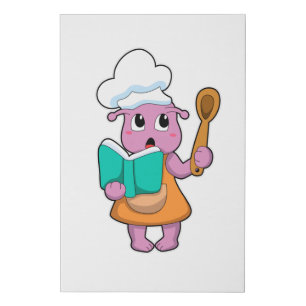 Alien as Cook with Cookbook Faux Canvas Print