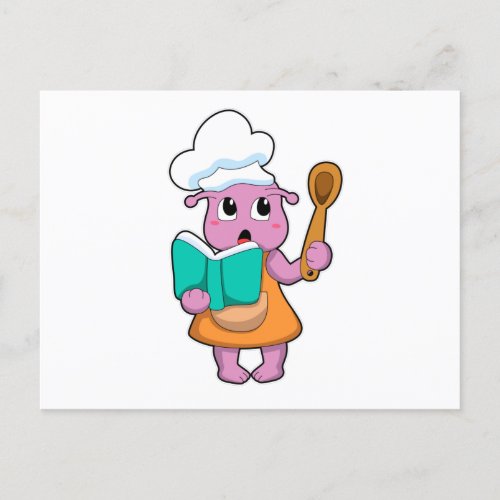 Alien as Cook with Cookbook Postcard