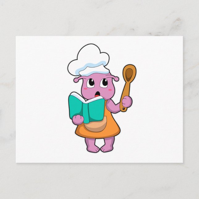 Alien as Cook with Cookbook Postcard (Front)