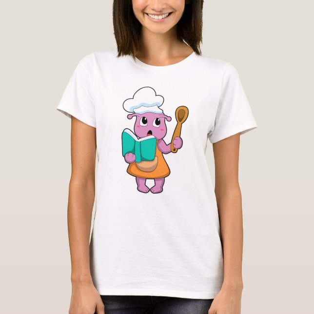 Alien as Cook with Cookbook T-Shirt (Front)