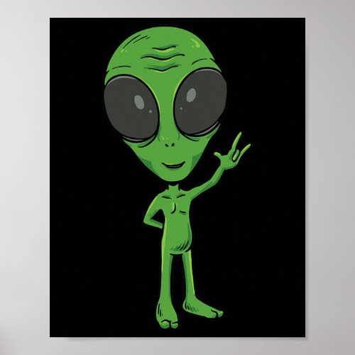 Alien Asl Hand Gesture Deaf Hearing Loss Awareness Poster