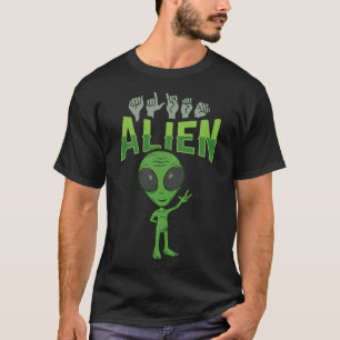 Alien Asl Hand Gesture Deaf Hearing Loss Awareness T-Shirt
