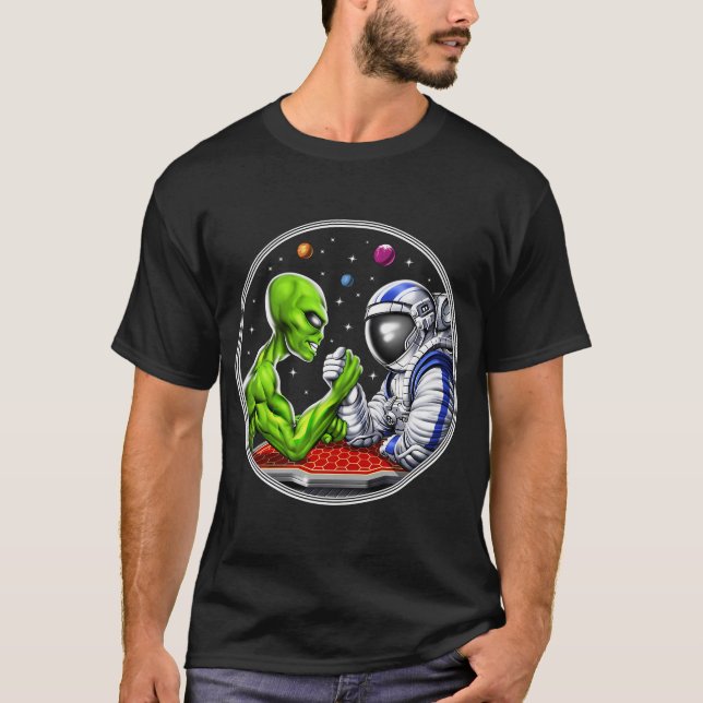 Alien Astronaut Arm Wrestling T-Shirt (Front)
