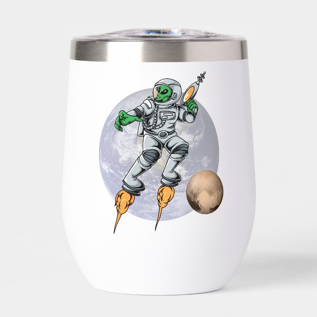 alien astronaut thermal wine tumbler (Front)