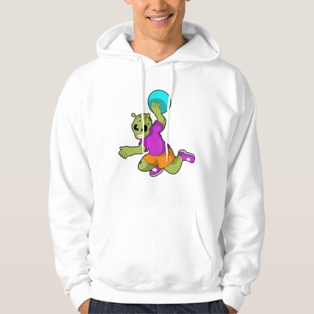 Alien at Handball player with Handball Hoodie (Front)