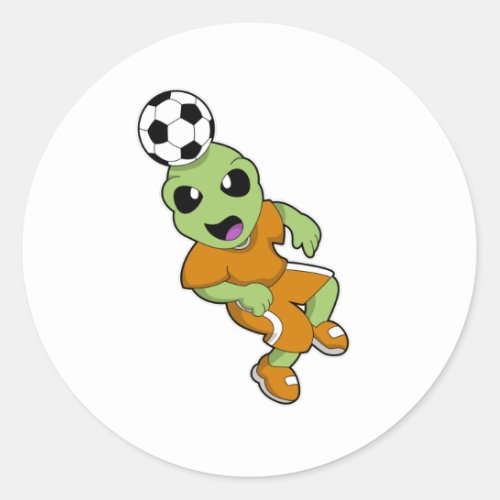 Alien at Soccer Sports Classic Round Sticker