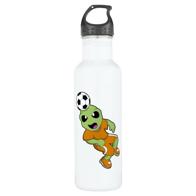 Alien at Soccer Sports Stainless Steel Water Bottle (Front)