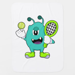 Alien at Tennis with Tennis racket Baby Blanket