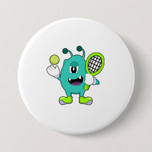 Alien at Tennis with Tennis racket Button