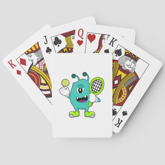 Alien at Tennis with Tennis racket Poker Cards (Back)