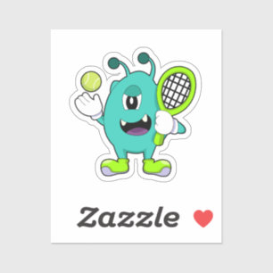 Alien at Tennis with Tennis racket Sticker
