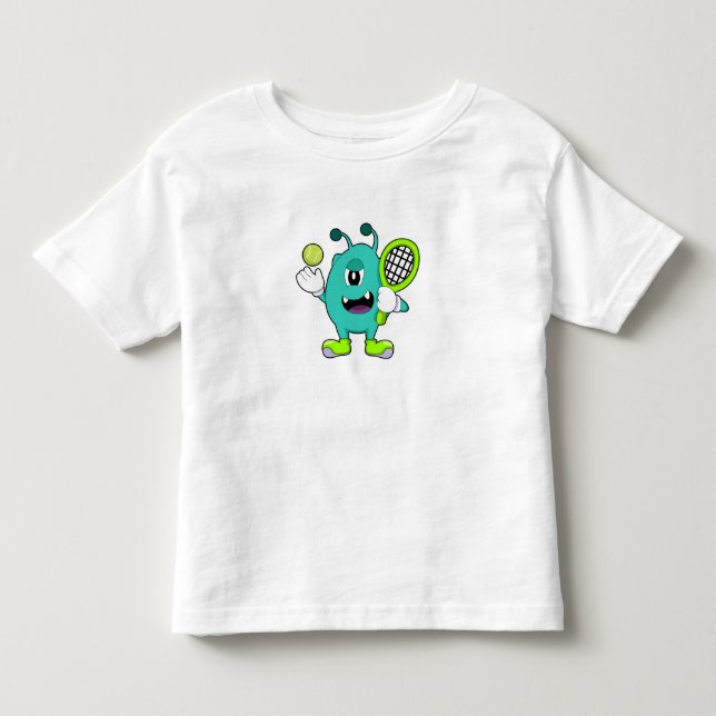 Alien at Tennis with Tennis racket Toddler T-shirt (Front)