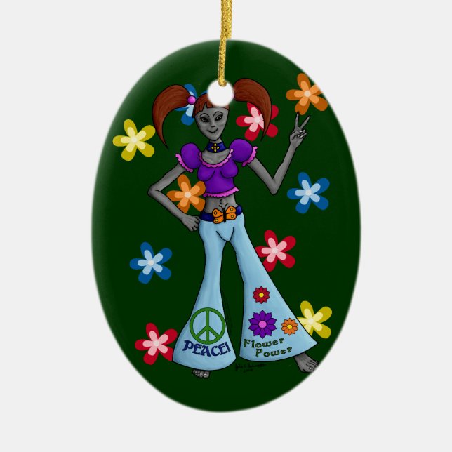 Alien-Ation: Hippy Chick Ornament Oval (Front)