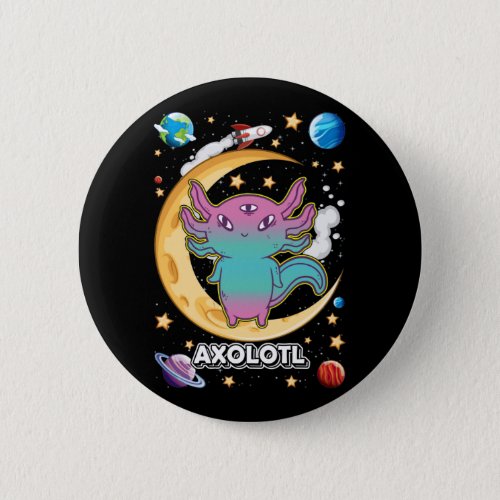 Alien Axolotl Pastel Goth Space Crescent Button