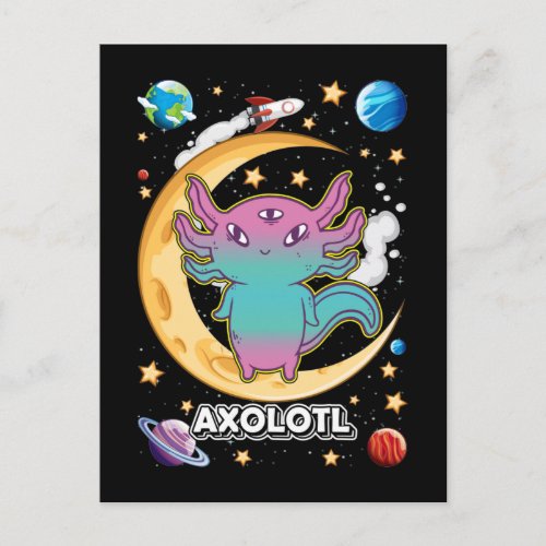 Alien Axolotl Pastel Goth Space Crescent Postcard