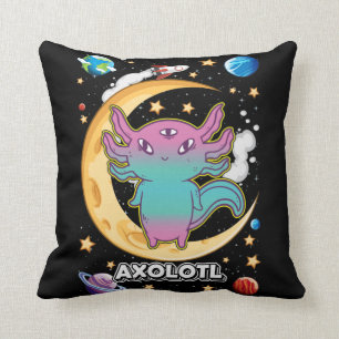 Alien Axolotl Pastel Goth Space Crescent Throw Pillow