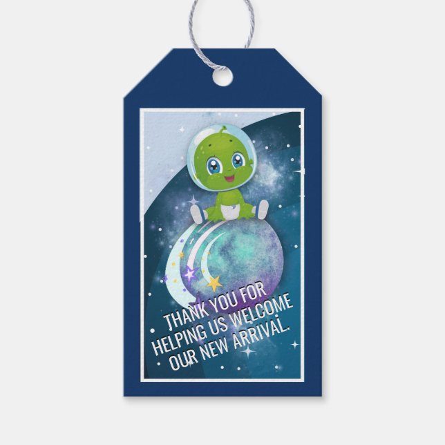 Alien Baby Shower Favor Tag (Front)