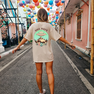 Alien Back print UFO, Stay Weird, Vintage Style T-Shirt
