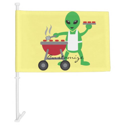 Alien Barbecue Cookout Thunder_Cove Car Flag