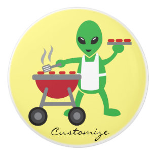 Alien Barbecue Cookout Thunder_Cove Ceramic Knob