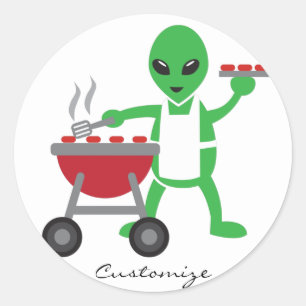 Alien Barbecue Cookout Thunder_Cove Classic Round Sticker