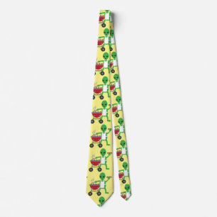 Alien Barbecue Cookout Thunder_Cove Neck Tie