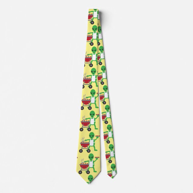 Alien Barbecue Cookout Thunder_Cove Neck Tie (Front)
