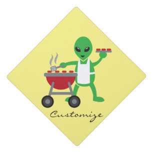 Alien Barbeque Cookout Thunder_Cove Graduation Cap Topper