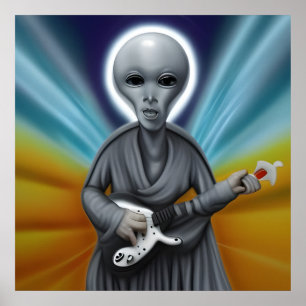 Alien Bass Guitar Player Plays His Heart Out Poster