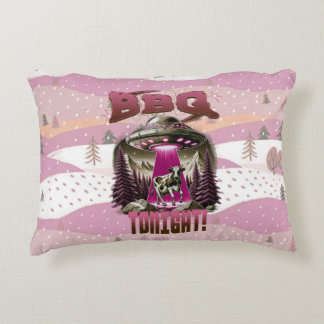 Alien BBQ Cow Abduction Joke Accent Pillow